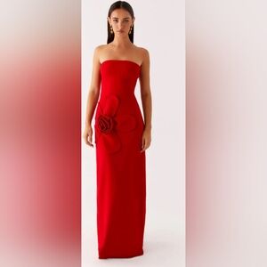 NWT Peppermayo Hilton Strapless Maxi Dress Size XL 10 Red Flower